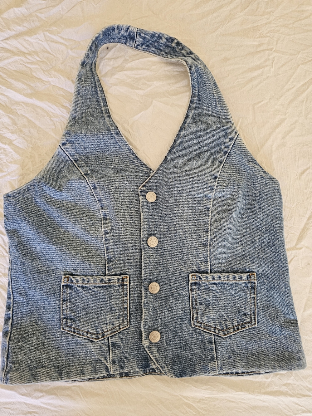H&M Light Blue Denim Halter Vest